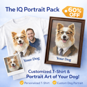 The IQ Portrait Pack: 1 T-Shirt Customized + 1 Custom Dog Portrait Art